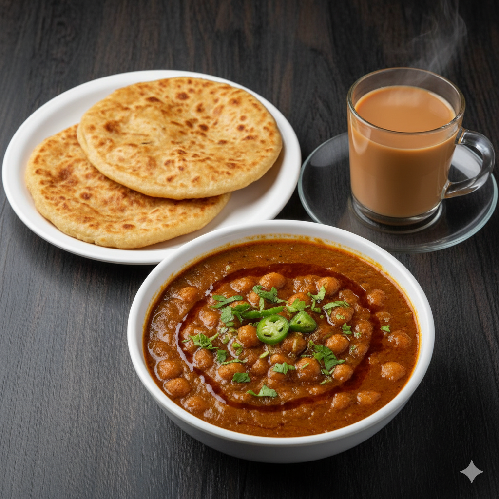 Channy + Paratha + Tea