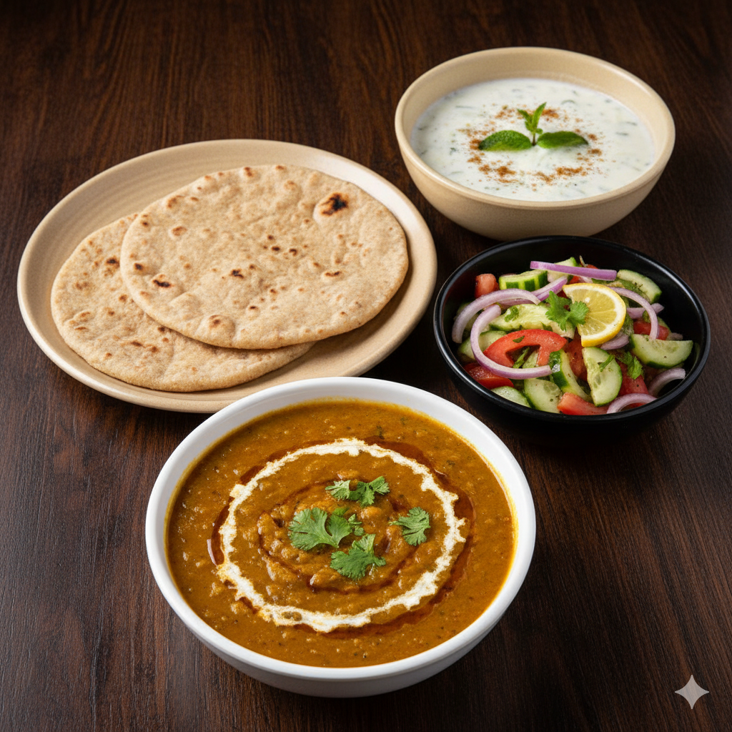 Daal Channy (cholay) with 2 Chapati + Salad + Raita