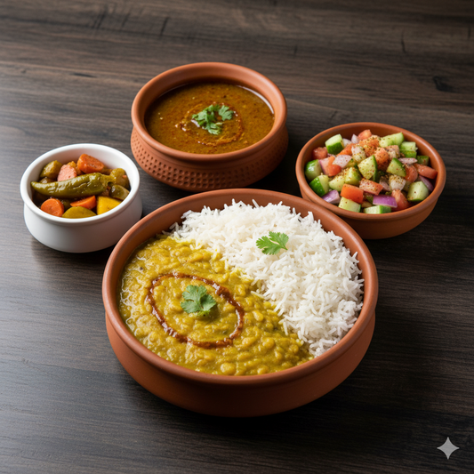 Daal Chawal with Achar + Salad