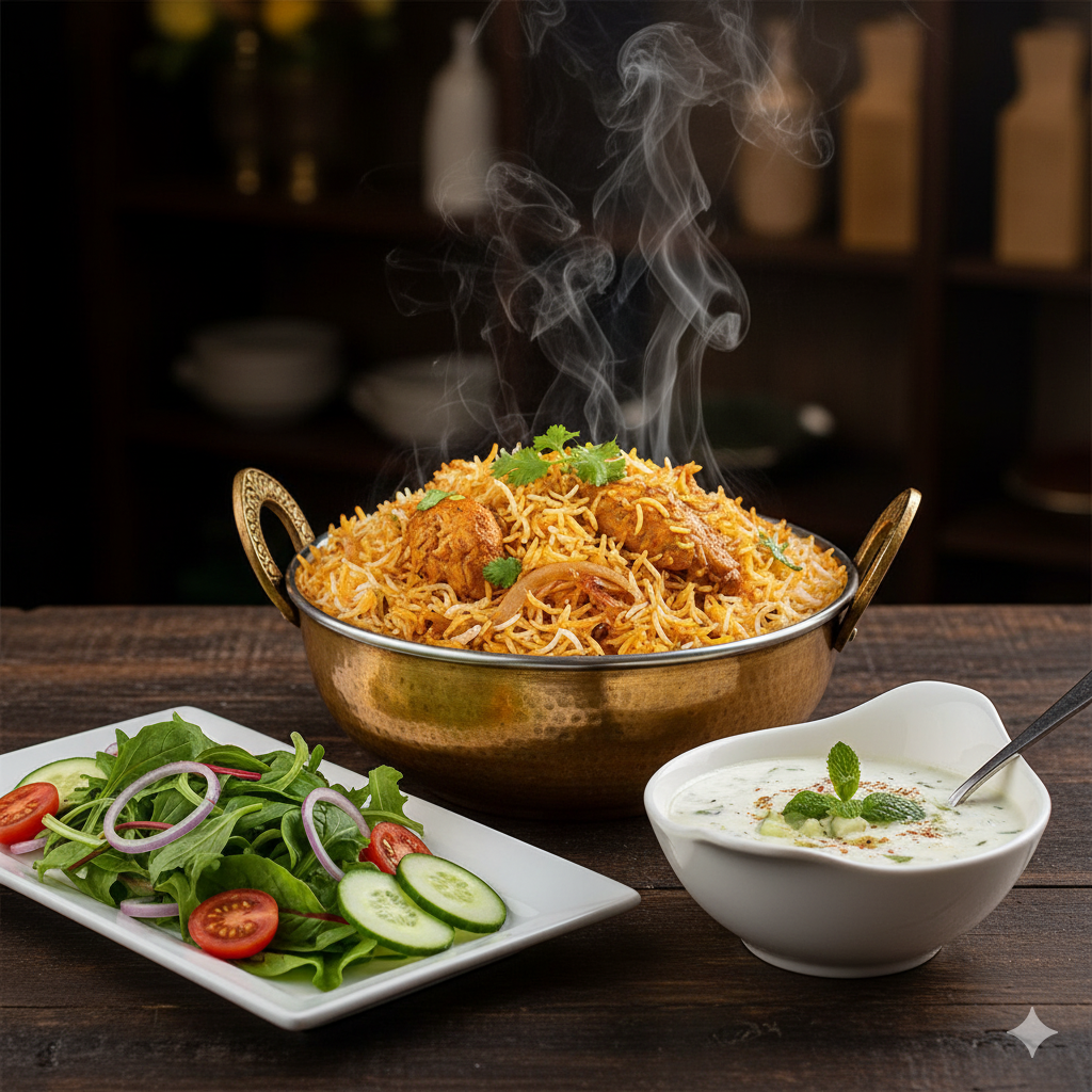 Chicken Biryani with Raita + Salad