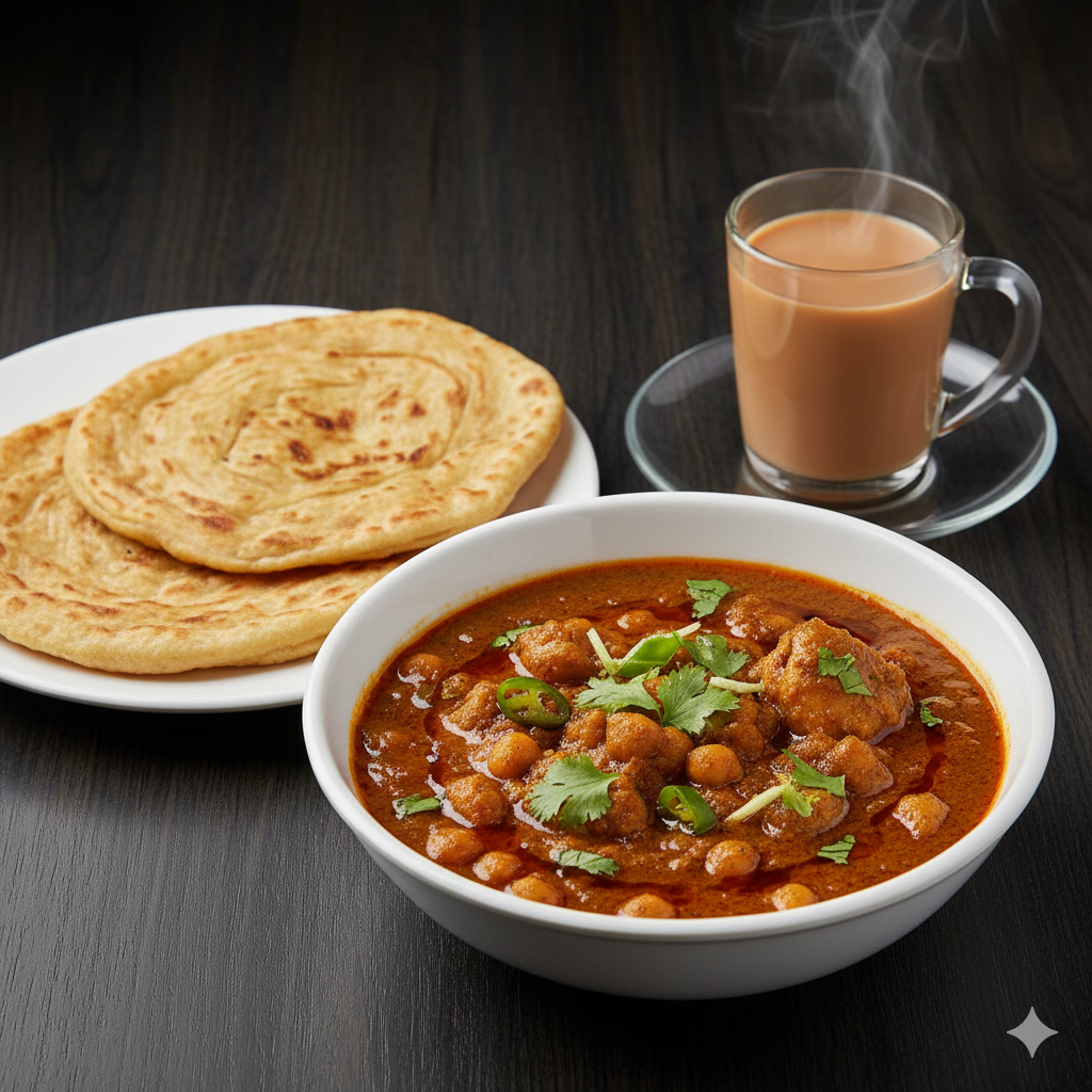 Murgh Channy + Paratha + Tea