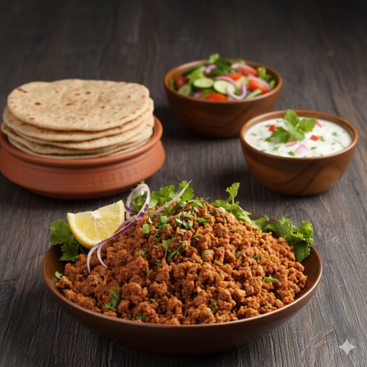Beef Qeema with 2 Chapati + Salad + Raita