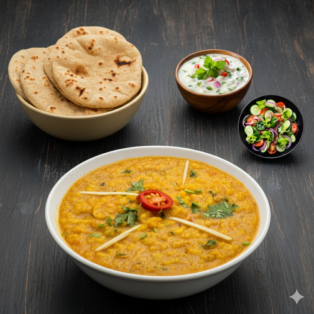 Daal Masar with 2 Chapati + Salad + Raita